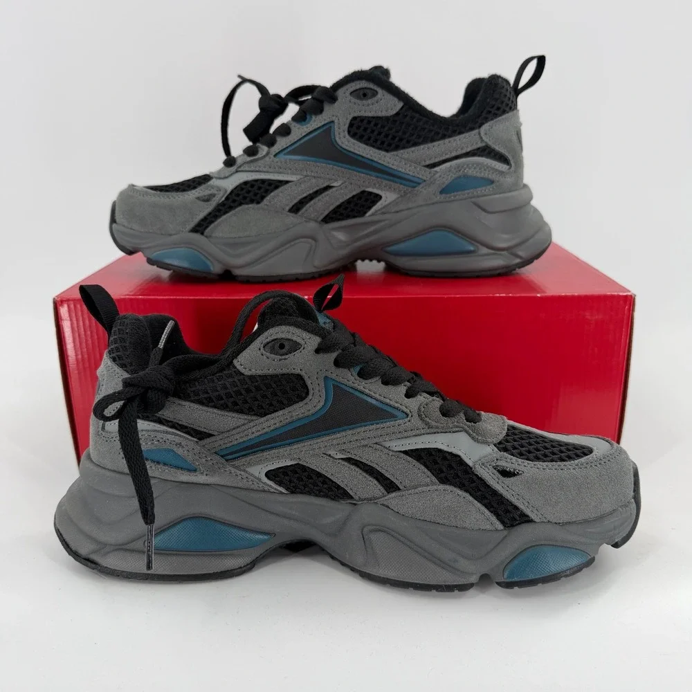 Reebok M Charge Mens Grey Blue Black Athletic Sneakers NWoB Size 10M